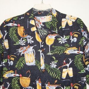 Go Barefoot Mens Island Brew Hawaiian Button Front Short Sleeve Aloha Shirt